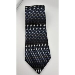 Harve Benard Benard Holtzman Mens Silk Tie Black Blue Geometric Teardrop Pattern